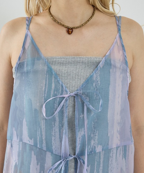 NOMINE（ノミネ）の「【前後着用可】水彩アート ニュアンス柄 2WAY シアー キャミワンピース ロング丈（ワンピース・レディース・グレイッシュブルー/オレンジ/ベージュ/チャコールグレー/ブラウン/ピンク・フリー）」の18枚目の写真