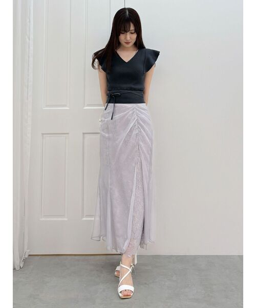 MERCURYDUO（マーキュリーデュオ）の「シアーレイヤードマーメイドスカート（スカート・レディース・アイボリー/ラベンダー・MEDIUM/SMALL）」の17枚目の写真