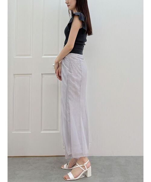 MERCURYDUO（マーキュリーデュオ）の「シアーレイヤードマーメイドスカート（スカート・レディース・アイボリー/ラベンダー・MEDIUM/SMALL）」の18枚目の写真