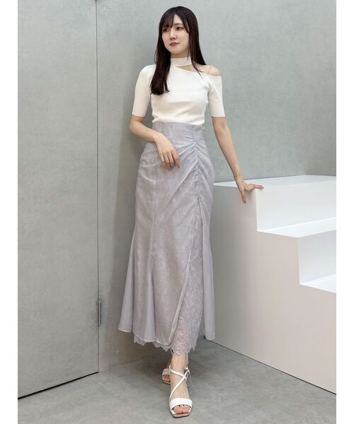 MERCURYDUO（マーキュリーデュオ）の「シアーレイヤードマーメイドスカート（スカート・レディース・アイボリー/ラベンダー・MEDIUM/SMALL）」の20枚目の写真