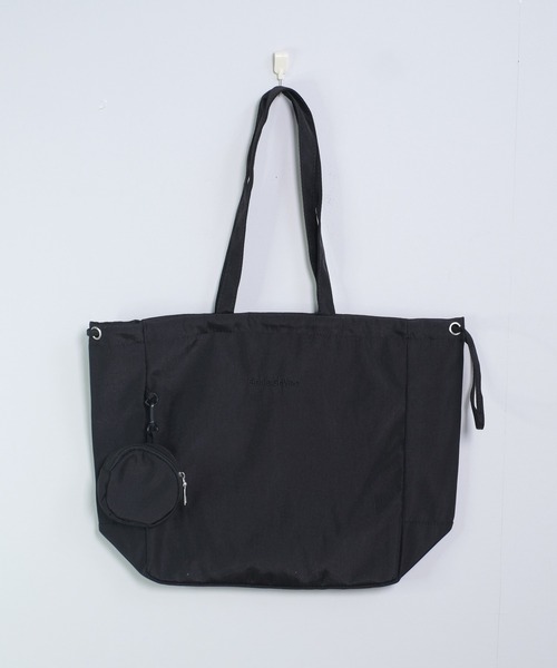 shopnikoniko(ショップニコニコ)の「ミニポーチ付き 巾着ナイロントートバッグ(トートバッグ・レディース・ブラック/アイボリー/グリーン/ピンク・フリー)」の20枚目の写真