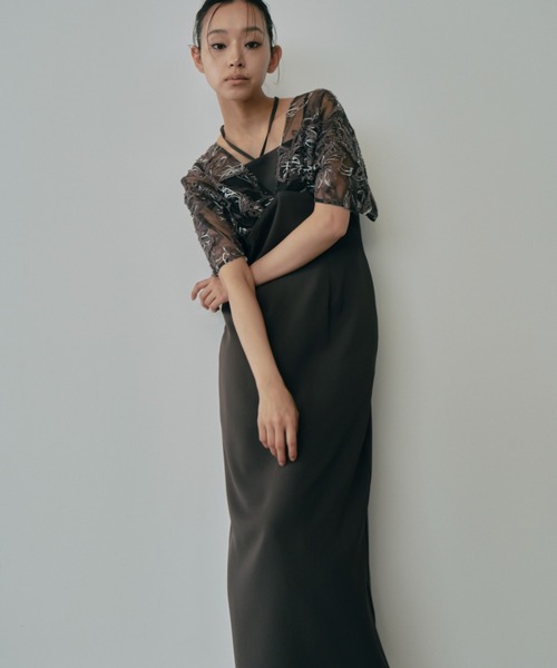 セール】drop shoulder cord lace dress / ドロップショルダー