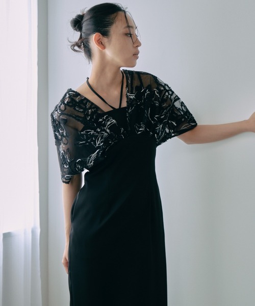 【大幅値下げ！】andresd cross dress オケージョンドレス ANDRESD ドレス V line jacquard dress / ジャガードドレス 結婚