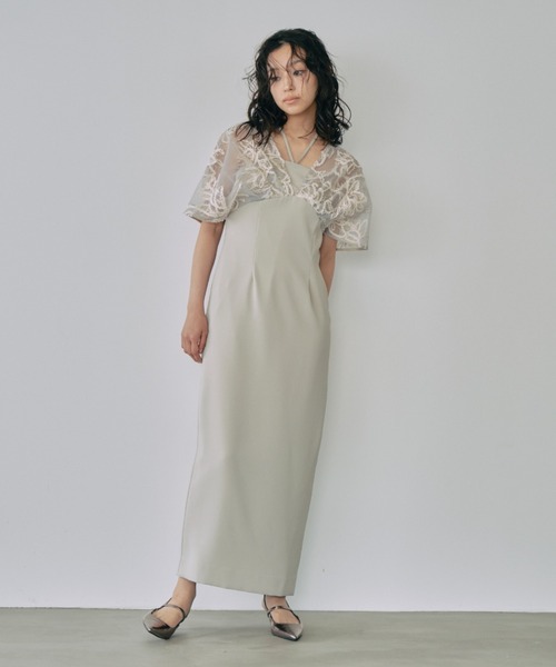 ANDRESD(アンドレスド)の「【2WAY】ドロップショルダーコードレースドレス / drop shoulder cord lace dress(ドレス・レディース・チャコール/ミント/ブラック・L/S/M)」の10枚目の写真