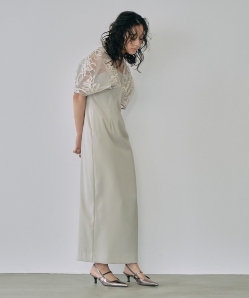 ANDRESD(アンドレスド)の「【2WAY】ドロップショルダーコードレースドレス / drop shoulder cord lace dress(ドレス・レディース・チャコール/ミント/ブラック・L/S/M)」の11枚目の写真