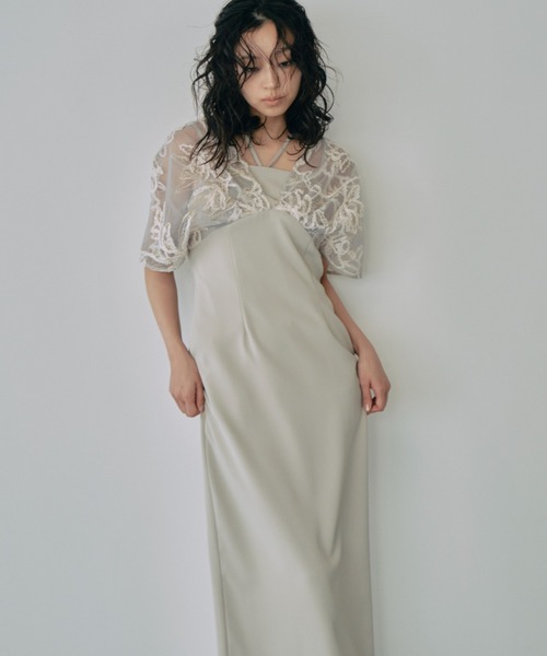 ANDRESD(アンドレスド)の「【2WAY】ドロップショルダーコードレースドレス / drop shoulder cord lace dress(ドレス・レディース・チャコール/ミント/ブラック・L/S/M)」の7枚目の写真