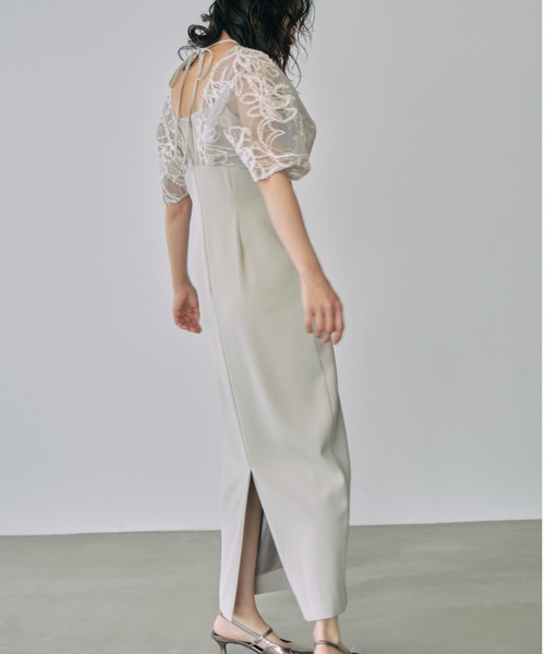 ANDRESD(アンドレスド)の「【2WAY】ドロップショルダーコードレースドレス / drop shoulder cord lace dress(ドレス・レディース・チャコール/ミント/ブラック・L/S/M)」の9枚目の写真
