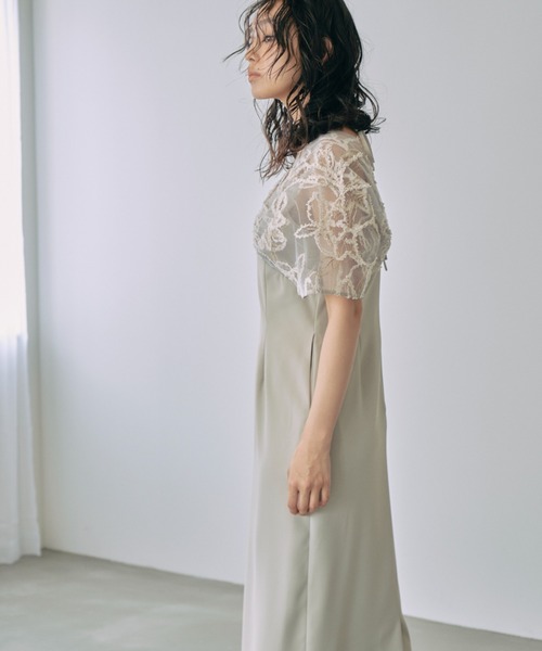 セール】drop shoulder cord lace dress / ドロップショルダー