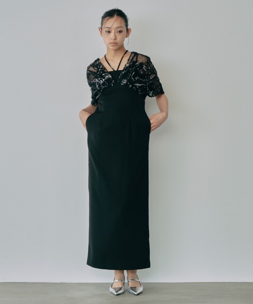 ANDRESD(アンドレスド)の「【2WAY】ドロップショルダーコードレースドレス / drop shoulder cord lace dress(ドレス・レディース・チャコール/ミント/ブラック・L/S/M)」の19枚目の写真