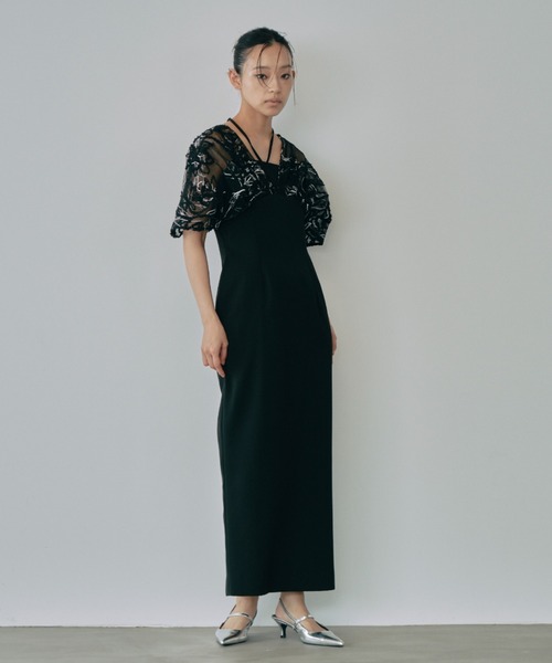 セール】【2WAY】ドロップショルダーコードレースドレス / drop