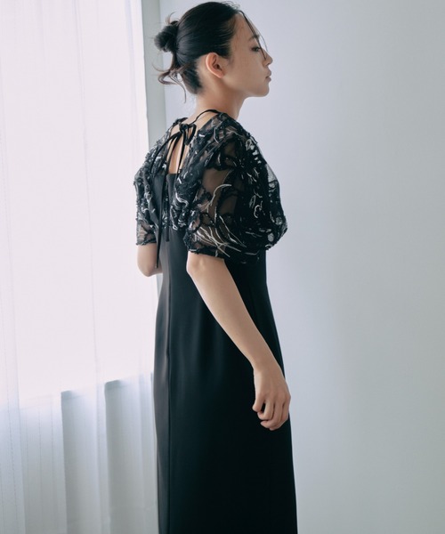 セール】drop shoulder cord lace dress / ドロップショルダー