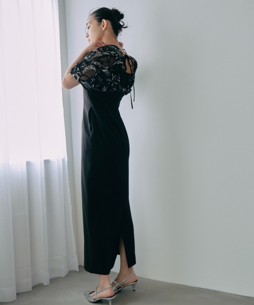 ANDRESD(アンドレスド)の「【2WAY】ドロップショルダーコードレースドレス / drop shoulder cord lace dress(ドレス・レディース・チャコール/ミント/ブラック・L/S/M)」の17枚目の写真