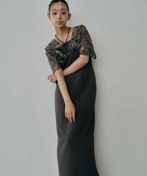 【最終値下げ】ANDRESD お呼ばれドレス　チャコール　Mサイズ アンドレスド ANDRESD 3wayボレロマーメイドドレス 結婚式