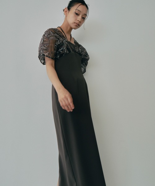 2WAY】ドロップショルダーコードレースドレス / drop shoulder cord