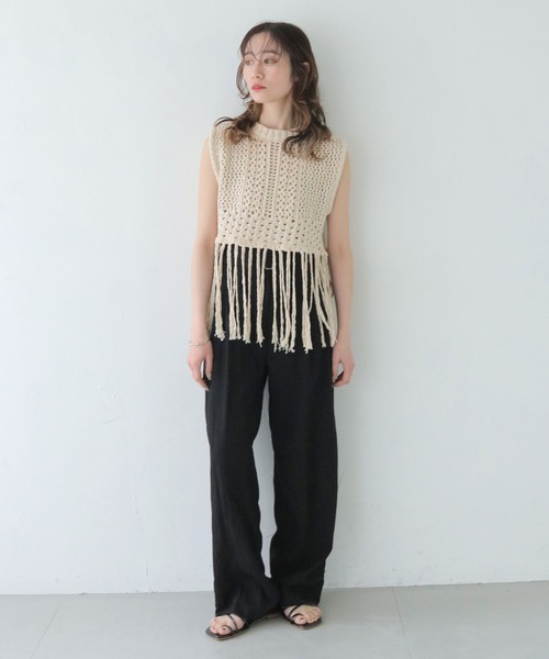 CLEIO（クレイオ）の「【CLEIO】ワッシャー加工スラックスパンツ WASHER-TREATED SLACKS PANTS/736-13665（スラックス・レディース・ブラック/ベージュ・SMALL/MEDIUM/LARGE）」の5枚目の写真