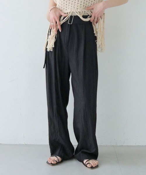 CLEIO（クレイオ）の「【CLEIO】ワッシャー加工スラックスパンツ WASHER-TREATED SLACKS PANTS/736-13665（スラックス・レディース・ブラック/ベージュ・SMALL/MEDIUM/LARGE）」の3枚目の写真