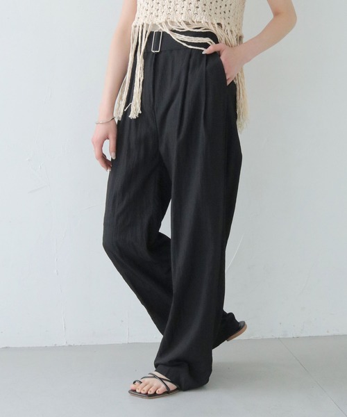 CLEIO（クレイオ）の「【CLEIO】ワッシャー加工スラックスパンツ WASHER-TREATED SLACKS PANTS/736-13665（スラックス・レディース・ブラック/ベージュ・SMALL/MEDIUM/LARGE）」の4枚目の写真