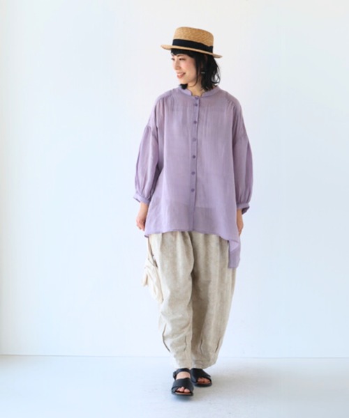 sanpo kuschel（サンポクシェル）の「ナチュラルで涼しい服（シャツ/ブラウス・レディース・ラベンダー・FREE）」の2枚目の写真