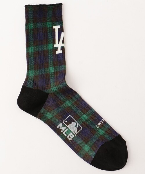 MLB（メジャーリーグベースボール）の「MLB/メジャーリーグベースボール MLB CHECK SOCKS（ソックス/靴下・メンズ・ブラック/その他9・ONE SIZE）」の2枚目の写真