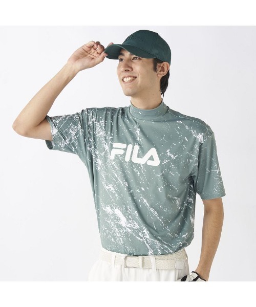 FILA GOLF(フィラゴルフ )の「FILA GOLF/フィラ ゴルフ ゴルフウェア 接触冷感 UVカット 吸汗速乾 ストレッチ 軽量 ハイネック 半袖 シャツ(Tシャツ/カットソー・メンズ・その他/ネイビー/カーキ・LL/M/L)」の2枚目の写真