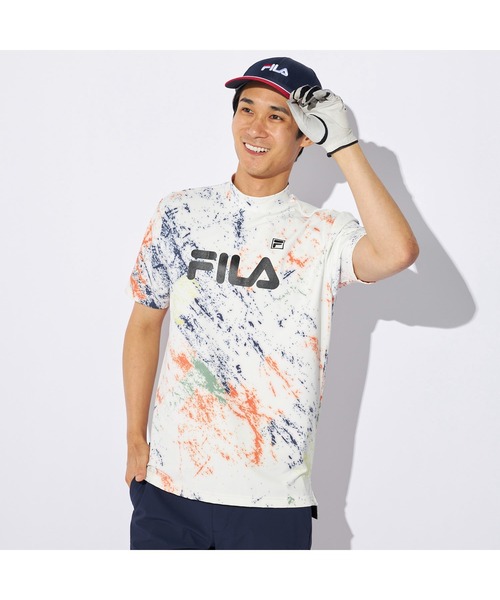 FILA GOLF(フィラゴルフ )の「FILA GOLF/フィラ ゴルフ ゴルフウェア 接触冷感 UVカット 吸汗速乾 ストレッチ 軽量 ハイネック 半袖 シャツ(Tシャツ/カットソー・メンズ・その他/ネイビー/カーキ・LL/M/L)」の1枚目の写真