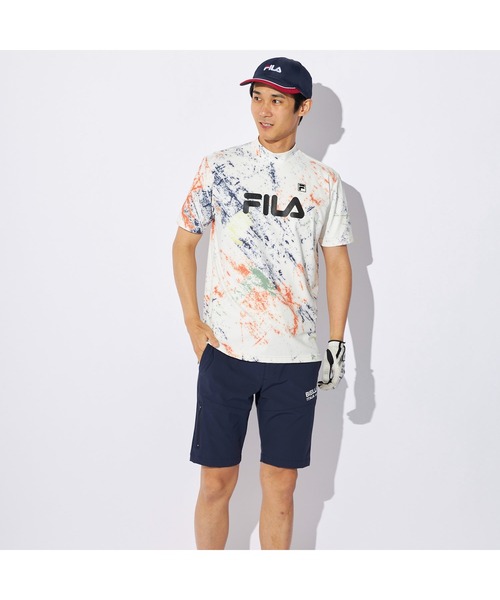 FILA GOLF(フィラゴルフ )の「FILA GOLF/フィラ ゴルフ ゴルフウェア 接触冷感 UVカット 吸汗速乾 ストレッチ 軽量 ハイネック 半袖 シャツ(Tシャツ/カットソー・メンズ・その他/ネイビー/カーキ・LL/M/L)」の6枚目の写真
