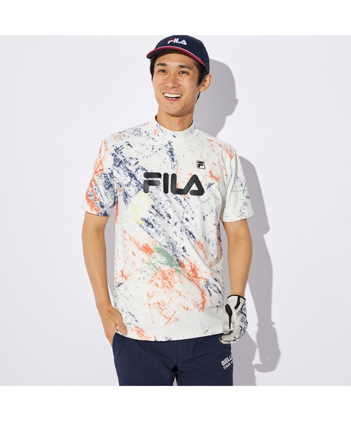 FILA GOLF(フィラゴルフ )の「FILA GOLF/フィラ ゴルフ ゴルフウェア 接触冷感 UVカット 吸汗速乾 ストレッチ 軽量 ハイネック 半袖 シャツ(Tシャツ/カットソー・メンズ・その他/ネイビー/カーキ・LL/M/L)」の5枚目の写真