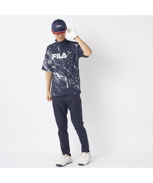FILA GOLF(フィラゴルフ )の「FILA GOLF/フィラ ゴルフ ゴルフウェア 接触冷感 UVカット 吸汗速乾 ストレッチ 軽量 ハイネック 半袖 シャツ(Tシャツ/カットソー・メンズ・その他/ネイビー/カーキ・LL/M/L)」の14枚目の写真