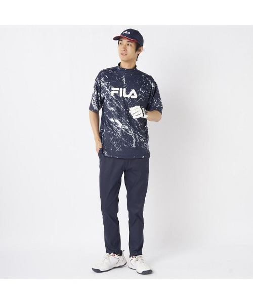 FILA GOLF(フィラゴルフ )の「FILA GOLF/フィラ ゴルフ ゴルフウェア 接触冷感 UVカット 吸汗速乾 ストレッチ 軽量 ハイネック 半袖 シャツ(Tシャツ/カットソー・メンズ・その他/ネイビー/カーキ・LL/M/L)」の15枚目の写真