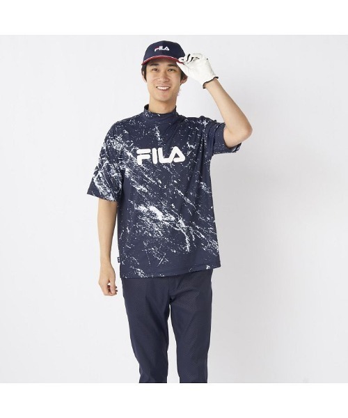 FILA GOLF(フィラゴルフ )の「FILA GOLF/フィラ ゴルフ ゴルフウェア 接触冷感 UVカット 吸汗速乾 ストレッチ 軽量 ハイネック 半袖 シャツ(Tシャツ/カットソー・メンズ・その他/ネイビー/カーキ・LL/M/L)」の16枚目の写真