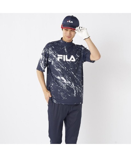 FILA GOLF(フィラゴルフ )の「FILA GOLF/フィラ ゴルフ ゴルフウェア 接触冷感 UVカット 吸汗速乾 ストレッチ 軽量 ハイネック 半袖 シャツ(Tシャツ/カットソー・メンズ・その他/ネイビー/カーキ・LL/M/L)」の17枚目の写真
