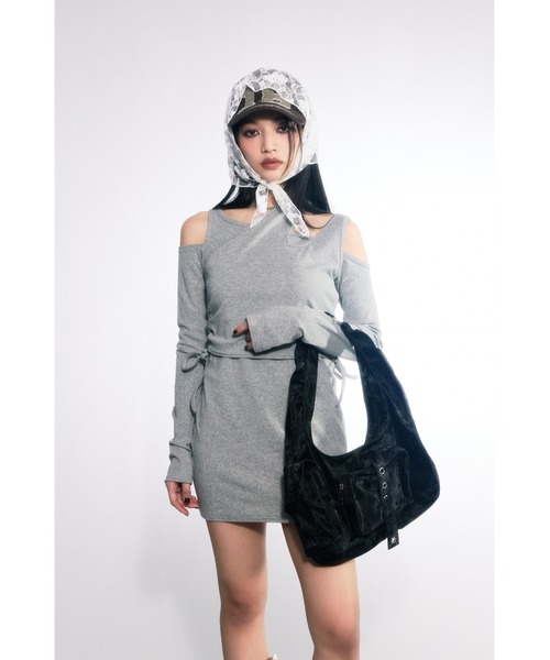 LAGUA GEM（ラグアジェム）の「2PIECE CUT ミニワンピース（ワンピース・レディース・ブラック/カーキ/杢グレー・SMALL/MEDIUM）」の4枚目の写真