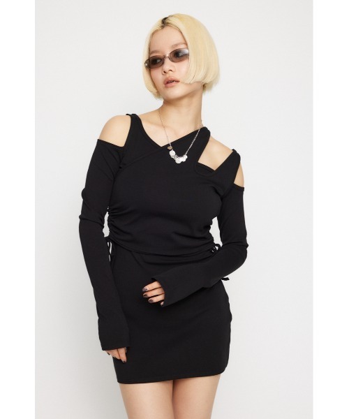 LAGUA GEM（ラグアジェム）の「2PIECE CUT ミニワンピース（ワンピース・レディース・ブラック/カーキ/杢グレー・SMALL/MEDIUM）」の8枚目の写真