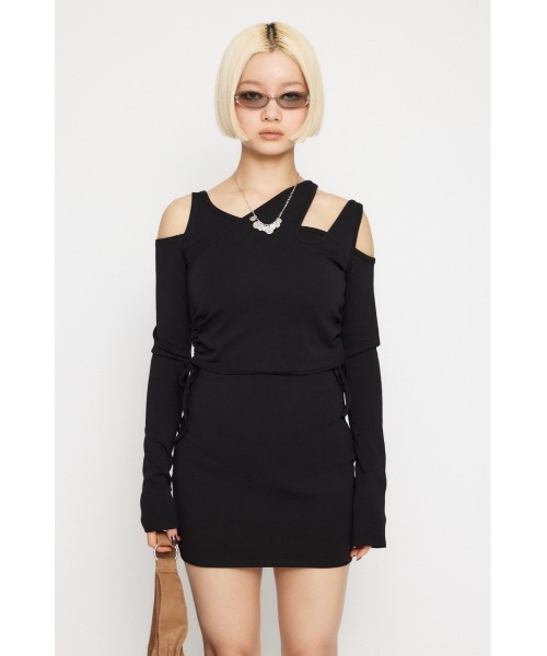 LAGUA GEM（ラグアジェム）の「2PIECE CUT ミニワンピース（ワンピース・レディース・ブラック/カーキ/杢グレー・SMALL/MEDIUM）」の7枚目の写真