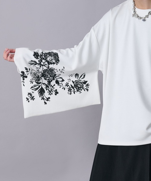 Ellno Loset(エルノロゼット)の「和スリーブフラワープリントロンT(Tシャツ/カットソー・メンズ・ブラック/オフホワイト・SMALL/MEDIUM/LARGE)」の10枚目の写真