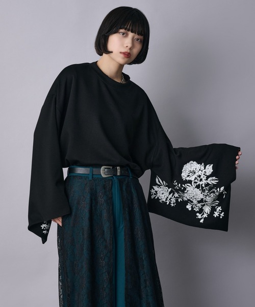 Ellno Loset(エルノロゼット)の「和スリーブフラワープリントロンT(Tシャツ/カットソー・メンズ・ブラック/オフホワイト・SMALL/MEDIUM/LARGE)」の11枚目の写真