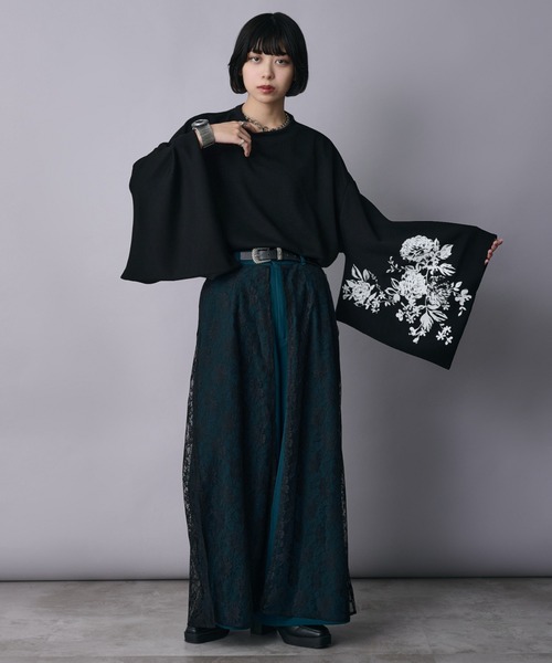 Ellno Loset(エルノロゼット)の「和スリーブフラワープリントロンT(Tシャツ/カットソー・メンズ・ブラック/オフホワイト・SMALL/MEDIUM/LARGE)」の14枚目の写真