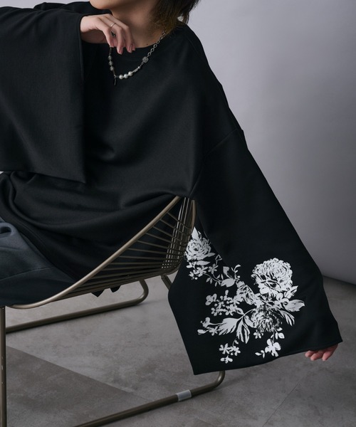 Ellno Loset(エルノロゼット)の「和スリーブフラワープリントロンT(Tシャツ/カットソー・メンズ・ブラック/オフホワイト・SMALL/MEDIUM/LARGE)」の19枚目の写真