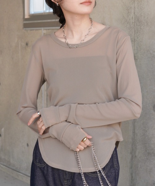 Bab(バブ)の「ホックデザインプルオーバー(Tシャツ/カットソー・レディース・アイボリー/ブラック/グレイッシュベージュ・FREE)」の1枚目の写真