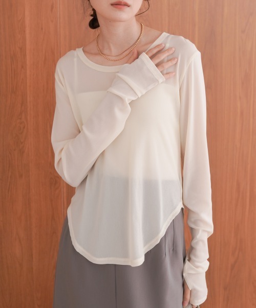 Bab(バブ)の「ホックデザインプルオーバー(Tシャツ/カットソー・レディース・アイボリー/ブラック/グレイッシュベージュ・FREE)」の6枚目の写真