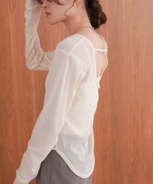 Bab(バブ)の「ホックデザインプルオーバー(Tシャツ/カットソー・レディース・アイボリー/ブラック/グレイッシュベージュ・FREE)」の9枚目の写真