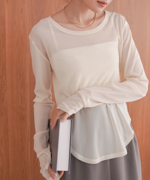 Bab(バブ)の「ホックデザインプルオーバー(Tシャツ/カットソー・レディース・アイボリー/ブラック/グレイッシュベージュ・FREE)」の13枚目の写真