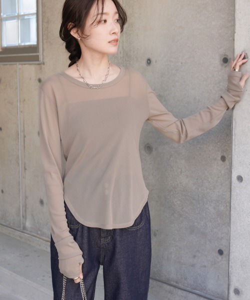 Bab(バブ)の「ホックデザインプルオーバー(Tシャツ/カットソー・レディース・アイボリー/ブラック/グレイッシュベージュ・FREE)」の17枚目の写真