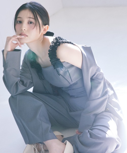 セール】〈セットアップ対応〉フリルショルダービスチェ（シャツ