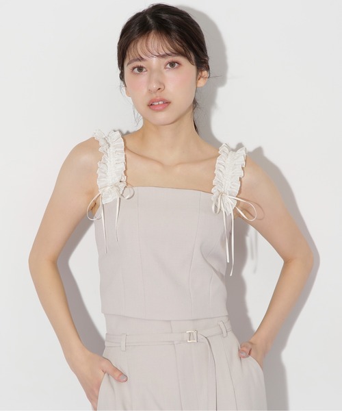 JILL by JILL STUART（ジルバイジルスチュアート）の「〈セットアップ対応〉フリルショルダービスチェ（シャツ/ブラウス・レディース・グレー/ブルー/ベージュ・FREE）」の14枚目の写真
