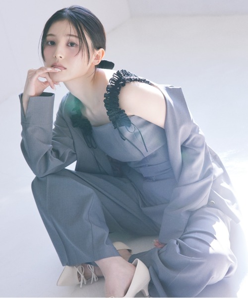 〈セットアップ対応〉フリルショルダービスチェ セットアップ対応〉フリルショルダービスチェ | JILL by JILL