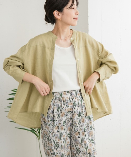 URBAN RESEARCH DOORS(アーバンリサーチドアーズ)の「リネンカーブスリーブブラウス(シャツ/ブラウス・レディース・チャコールグレー/オフホワイト/イエロー・MEDIUM)」の15枚目の写真
