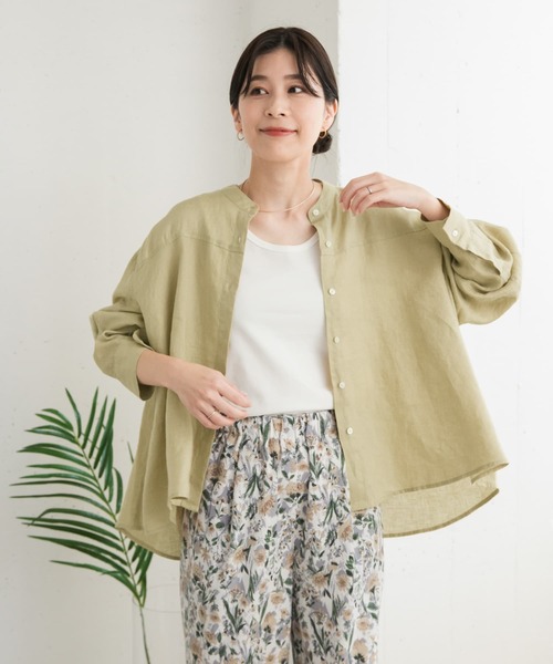 URBAN RESEARCH DOORS(アーバンリサーチドアーズ)の「リネンカーブスリーブブラウス(シャツ/ブラウス・レディース・チャコールグレー/オフホワイト/イエロー・MEDIUM)」の19枚目の写真