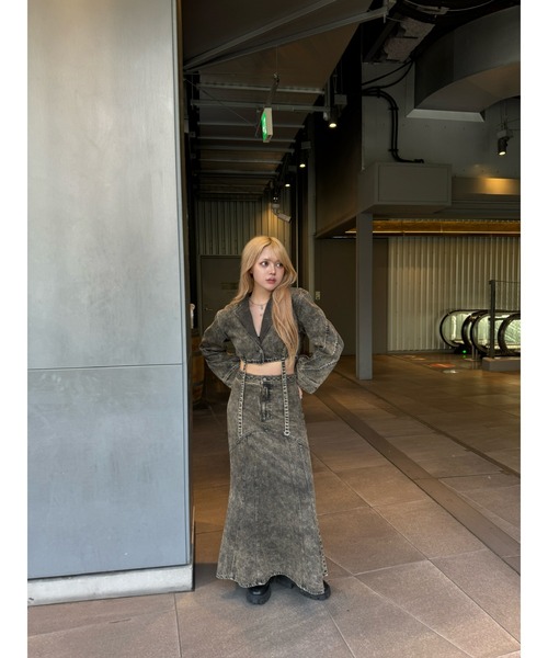 SOLA(ソラ)の「ショート丈ブリーチデニムジャケット(切替ライン×スタイルアップ)/【@9een2@】(デニムジャケット・レディース・インディゴブルー/ブラウン・FREE)」の19枚目の写真