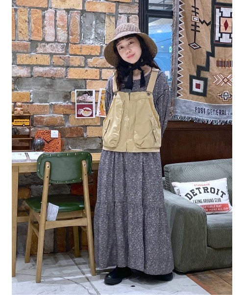 niko and...（ニコアンド）の「【MODE NORM CORE】2WAYマキシプリントワンピース（ワンピース・レディース・ブラック/ダークグレー/チャコール・MEDIUM/LARGE）」の9枚目の写真